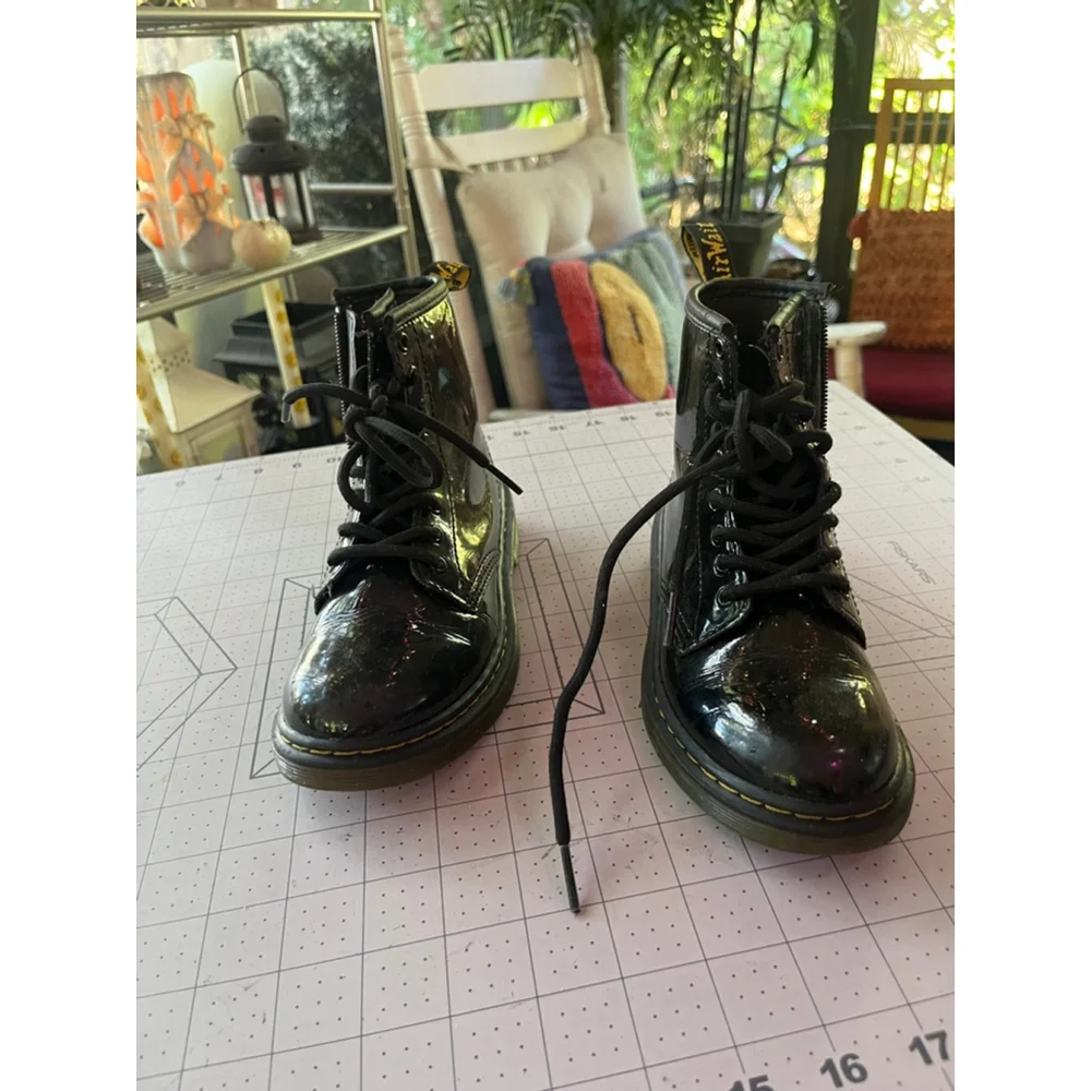 Kids Dr Martin patent leather black boots